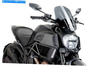 Windshield hDJeB_CG[̂߂̃_[NX[N̐ṼtgEBhXN[PUIG 7570F Dark Smoke Naked New Generation Windscreen Puig 7570F For 14-16 Ducati Diavel