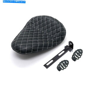 �V�[�g �u���b�N�_�C�������hPU���U�[�h���C�o�V�[�g�t���u���P�b�g�J�X�^�� Black Diamond PU Leather Driver Seat Spring & Bracket For Harley Chopper Custom�y���s�A���i�z