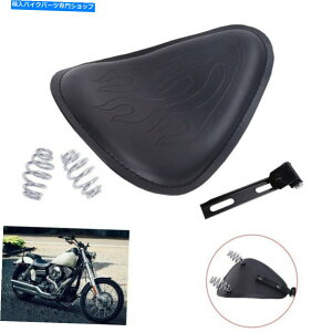 V[g n[[X|[cX^[t[U[\V[gJo[+ 3 "XvOuPbg}EgLbg For Harley Sportster Flame Leather SOLO Seat Cover + 3" Spring Bracket Mount Kit