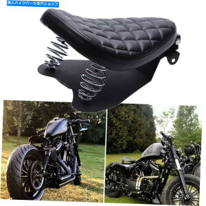 �V�[�g �u���b�N���U�[�I�[�g�o�C�\���V�[�g3 "�n�[���[�{�o�[�p�X�v�����O�u���P�b�g�x�[�X�L�b�g Black Leather Motorcycle Solo Seat 3" Spring Bracket Base Kit For Harley Bobber