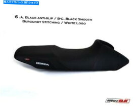 シート ホンダトランスアルプル650モトkシートカバーブラックカラー/ブルゴーニュのロゴ付き Honda Transalp 650 MotoK Seat Cover Black Color / Burgundy Stiching with Logo