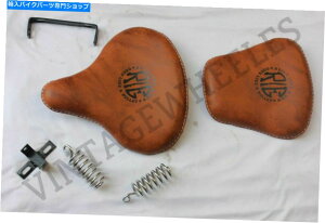 シート ロイヤルエンフィールドビンテージハーレースタイルシート黄褐色ライダーとピリオンシート Royal Enfield Vintage Harley Style Seat Tan Brown Rider and Pillion Seat