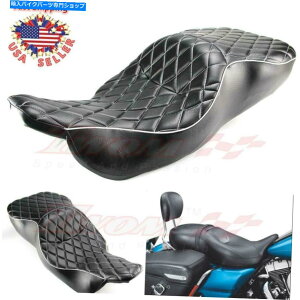 V[g n[[GNgOChFLHT 1997-2007̂߂̃U[hCoq̃c[AbvV[g Leather Driver Passenger Two-Up Seat For Harley Electra Glide FLHT 1997-2007 UPS