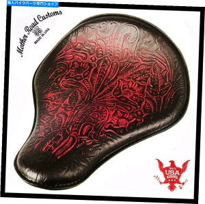 V[g XvOV[g`bp[{o[n[[X|[cX^[z_12x13A̐Ԃc[U[ Spring Seat Chopper Bobber Harley Sportster Honda 12x13 Ant Red Tooled Leather