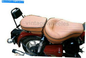V[g CGtB[hElectra 350̂߂ɃJX^}CYꂽVĂvǑ㕔 New Tan Leather Front Rear Seat Customized For Royal Enfield Electra 350