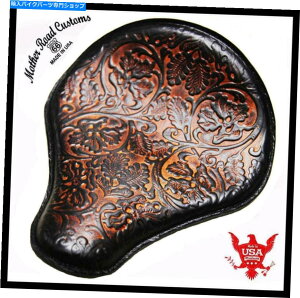 V[g XvO\V[g`bp[X|[cX^[n[C`bp[13x15 "A`uc[I[Nt Spring Solo Seat Chopper Sportster Harley Chopper 13x15" AntBrn Tooled Oak Leaf