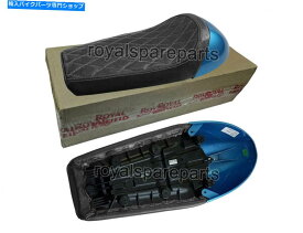 シート 本革ロイヤルエンフィールドGT＆インターセプター650 D7シングルシート＆ブルーカウル Genuine Leather Royal Enfield GT & Interceptor 650 D7 Single Seat & Blue Cowl