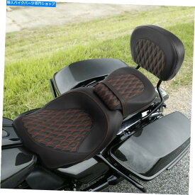 シート ライダーの助手席座席w /背もたれのフィットハーレーツーリングロードグライド2009-2021 Rider Passenger Seat w/ Backrest Fit For Harley Touring Road Glide 2009-2021