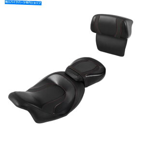 シート ハーレーストリートロードグライド14-21のためのバックレストフィットのライダードライバーの助手席のシート Rider Driver Passenger Seat W/ Backrest Fit For Harley Street Road Glide 14-21