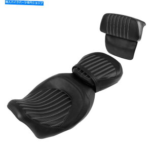 シート ハーレーロードキンググライド14-21ブラックのためのバックレストパッドフィット Driver Passenger Seat w/ Backrest Pad Fit For Harley Road King Glide 14-21 Black
