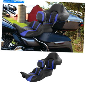 V[g ubNu[hCo[̏ȍw /ẘ~14-21 Black Blue Driver Passenger Seat w/ Backrest Fit For Harley Street Glide 14-21