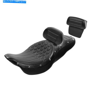 シート ハーレーロードストリートグライド14-21のためのバックレストフィットの黒いドライバー&旅客席 Black Driver & Passenger Seat w/ Backrest Fit For Harley Road Street Glide 14-21