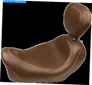 シート マスタングトリプルブラウンオートバイソロシート&バックレスト14-17ハーレーファットボブFXDF Mustang Tripper Brown Motorcycle Solo Seat & Backrest 14-17 Harley Fat Bob FXDF