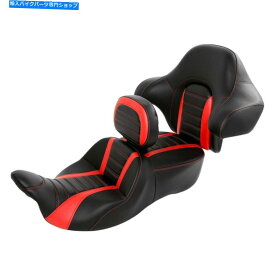 シート ブラックレッドドライバー＆助手席W /背もたれの座りの距離にフィット2014-2021 Black Red Driver & Passenger Seat w/ Backrest Fit For Harley Touring 2014-2021