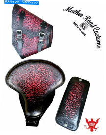 シート 2000-2017ハーレーソフト春シートパッドマウントキットサドルバッグアリ紅オークリー 2000-2017 Harley Softail Spring Seat Pad Mounting Kit Saddle Bag Ant Red Oak Lea