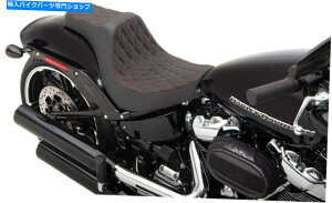 �V�[�g 18-20�n�[���[FXBR�p�̕ߐH�҃_�C�������h�r�j�[��2�A�b�v�V�[�g�u���b�N/���b�h�t�H�[��0802-1269 Predator Diamond Vinyl 2-Up Seat Black/Red Foam 0802-1269 For 18-20 Harley FXBR�y���s�A���i�z