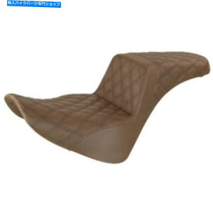 �V�[�g �T�h���������F�X�e�b�v2�A�b�v�t�����e�B�X�_�C�������h�X�e�b�`�V�[�g�n�[���[�\�t�g18+ M8 Saddlemen Brown Step 2 Up Full Lattice Diamond Stitch Seat Harley Softail 18+ M8