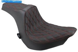 �V�[�g �ߐH��III�_�C�������h�r�j�[��2�A�b�v�V�[�g�u���b�N/���b�h0802-1190 18-21�n�[���[FLFB Predator III Diamond Vinyl 2-Up Seat Black/Red 0802-1190 For 18-21 Harley FLFB