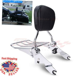 �V�[�V�[�o�[ Harley Touring 2009-2018�̂��߂̃N�������߉\�Ȕw�������Sissy Bar�̉ו��̃��b�N Chrome Adjustable Backrest Sissy Bar Luggage Rack For Harley Touring 2009-2018�y���s�A���i�z