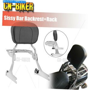 V[V[o[ qSISSY BARobNXgpbh+bNFXDWG FXDWĜ߂̃gvN Triple Chrome For Passenger Sissy bar Backrest Pad + Rack For Harley FXDF FXDWG