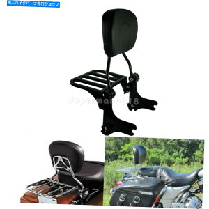 V[V[o[ ubN̎O\ȗqobNXgSissybarbN+hbLOtBbgn[[c[O Black Detachable Passenger Backrest Sissybar Rack+Docking Fit For Harley Touring