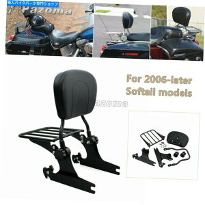 V[V[o[ 00-19n[[\tgFLSTĈ߂̏q̔w̃pbhSissy Bar W /וbN Passenger Backrest Pad Sissy Bar w/ Luggage Rack For 00-19 Harley Softail FLSTC