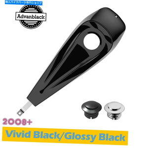 ^N N₩ȍ̔^^N_bVR\[RKX^NLbvtBbgn[[08+ Vivid Black Low-Profile Tank Dash Console & Fuel Gas Tank Cap Fits Harley 08+