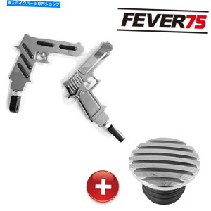 ^N ߋKN[tbg{[h+ubN2g[KXLbvpn[[CNC^NtbgybO Toy Gun Chrome Foot Board + Black Two Tone Gas Cap For Harley CNC Tank Footpeg