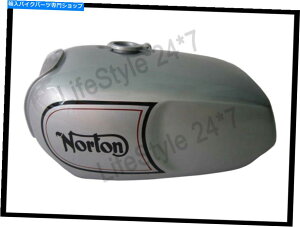 ^N SX`[KX^Nŕ`ꂽm[gR}h[[hX^[Vo[ Norton Commando Roadster silver Painted With Logo Steel Gas Tank