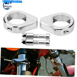 N[p[c Harleŷ߂2pcN[49mm̃^[MCg}EguPbgtH[N̍ĔzuNv 2Pc Chrome 49mm Turn Signal Light Mount Bracket Fork Relocation Clamp For Harley
