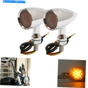 N[p[c {x`bp[̂߂̃yAN[I[goCLEDeۃ^[VOie[Cg Pair Chrome Motorcycle LED Bullet Turn Signal Tail Lights For Bobber Chopper