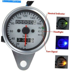 N[p[c Cafe Racer̂߂̃NI[goCLEDsvXs[h[^[Q[WKMH Chrome Motorcycle LED Odometer Speedometer Gauge KMH For Cafe Racer