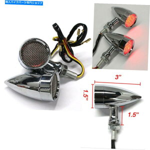 N[p[c ChromeI[goC~jeLED^[MRed Taill LightCWP[^[_ Chrome Motorcycle Mini Bullet LED Turn Signal Red Tail Light Indicator Blinkers