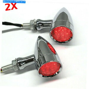 N[p[c Chrome BulletI[goCLED^[VOi̓_ŃCgԂ̃n[[_rbh\ Chrome Bullet Motorcycle LED Turn Signal Blinker Lights Red For Harley Davidson