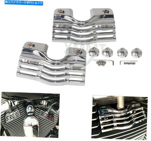 N[p[c n[[c[O[hLOAĴ߂2xN[tBXXp[NXbgvOwbhJo[ 2x Chrome Finned Spark Slotted Plug-Head Cover For Harley Touring Road King US