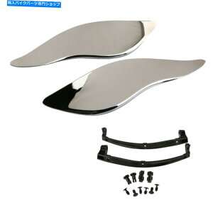 �N���[���p�[�c �n�[���[�c�[�����O�̂��߂̃N�������߉\�ȃt�F�A�����O�T�C�h�G�A�f�t���N�^�[2014-2017 Chrome Adjustable Fairing Side Air Deflectors For Harley Touring 2014-2017�y���s�A���i�z