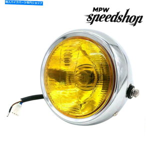 �N���[���p�[�c ���j�o�[�T���J�t�F���[�T�[�X�N�����u���[�n�[���[�I�[�g�o�C�w�b�h���C�g5.75 �N����/�C�G���[ Universal Cafe Racer Scrambler Harley Motorcycle Headlight 5.75 Chrome/Yellow�y���s�A���i�z