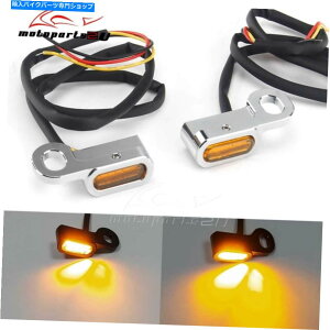 N[p[c n[[\tg[hLÔ߂̃Ntg~jLED^[VOi Chrome Front Mini LED Turn Signals Blinker Lights For Harley Softail Road King