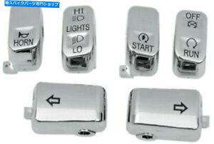 クロームパーツ Chromeスイッチボタンカバーハーレーソフトダイナスポーツスター96-13 Chrome Switch Button Covers Caps for Harley Softail Dyna Sportster 96-13
