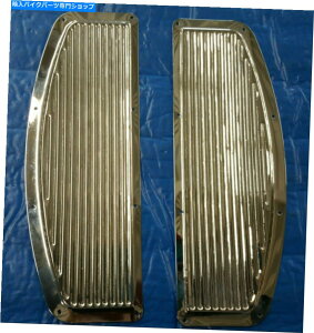 N[p[c Chrome Dtbg{[h}bgCT[gZbgufRbNXn[[`bp[27-0911JX^ CHROME D FOOTBOARD MAT INSERT SET RIBBED DECO LOOK HARLEY CHOPPER 27-0911 CUSTOM