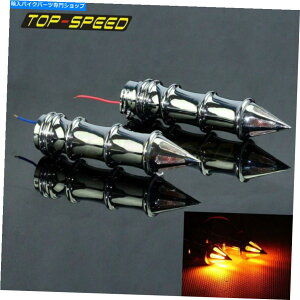 N[p[c XpCNXPg̒|̎̃Obvn[[_rbh\1̐M1 Spike Skeleton Bamboo Hand Grips & Turn Signals For Harley Davidson 1 in Chrome
