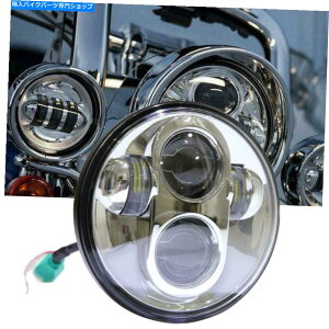 N[p[c 5-3 / 4 "5.75"I[goĈ߂̃C`̃wbhCgNLEDvWFN^[vDRL 5-3/4" 5.75" Inch Headlight Chrome LED Projector Lamp DRL for Motorcycle