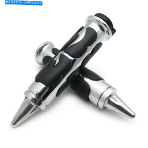 N[p[c 1pair Chrome FlameXpCNnhObv7/8 "z_ؐR}̃nho[ 1Pair Chrome Flame Spike Hand Grip 7/8" Handlebar For Honda Suzuki Kawasaki Yama