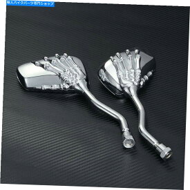 クロームパーツ Honda Suzuki Yamaha Ducatiのためのクロムスケルトンの頭蓋骨のハンドオートバイのミラー Chrome Skeleton Skull Hand Motorcycle Mirrors For Honda Suzuki Yamaha Ducati