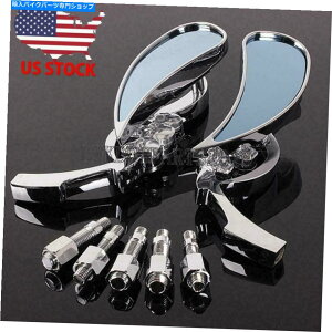 �N���[���p�[�c Harley Davidson Bobber Chotper Cruiser�c�[�����O�̂��߂�Chrome Skull Resive Mirrors Chrome Skull Rearview Mirrors For Harley Davidson Bobber Chopper Cruiser Touring�y���s�A���i�z