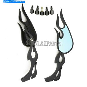 N[p[c A~NI[goCAr[u[~[t[8mm 10mm Aluminum Chrome Motorcycle Rear View Blue Mirror Flame Stem 8mm 10mm