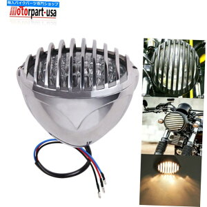 N[p[c wbhCgOỸtgvNn[[`bp[{o[JtF[T[ Headlight Grill Prison Front Lamp Chrome For Harley Chopper Bobber Cafe Racer
