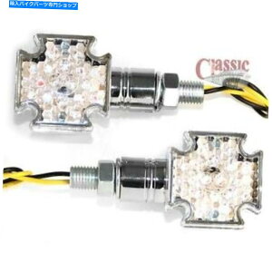 N[p[c LED}^NXEBJ[ANE-MACKEDAJX^I[goC LED Maltese Cross Winkers, Chrome E- Marked , Custom Motorcycles