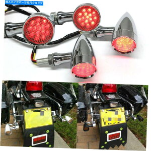 N[p[c 4 * ChromeI[goC~jeLED^[MCg̓n[[z_}n 4* Chrome Motorcycle Mini Bullet LED Turn Signal Light for Harley Honda Yamaha