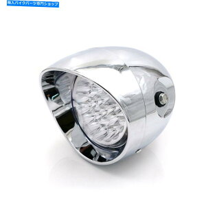 N[p[c LEDNeۃwbhCgvtgCgJtF[T[N[U[`bp[JX^ LED Chrome Bullet Headlight Lamp Front Light Cafe Racer Cruiser Choppers Custom